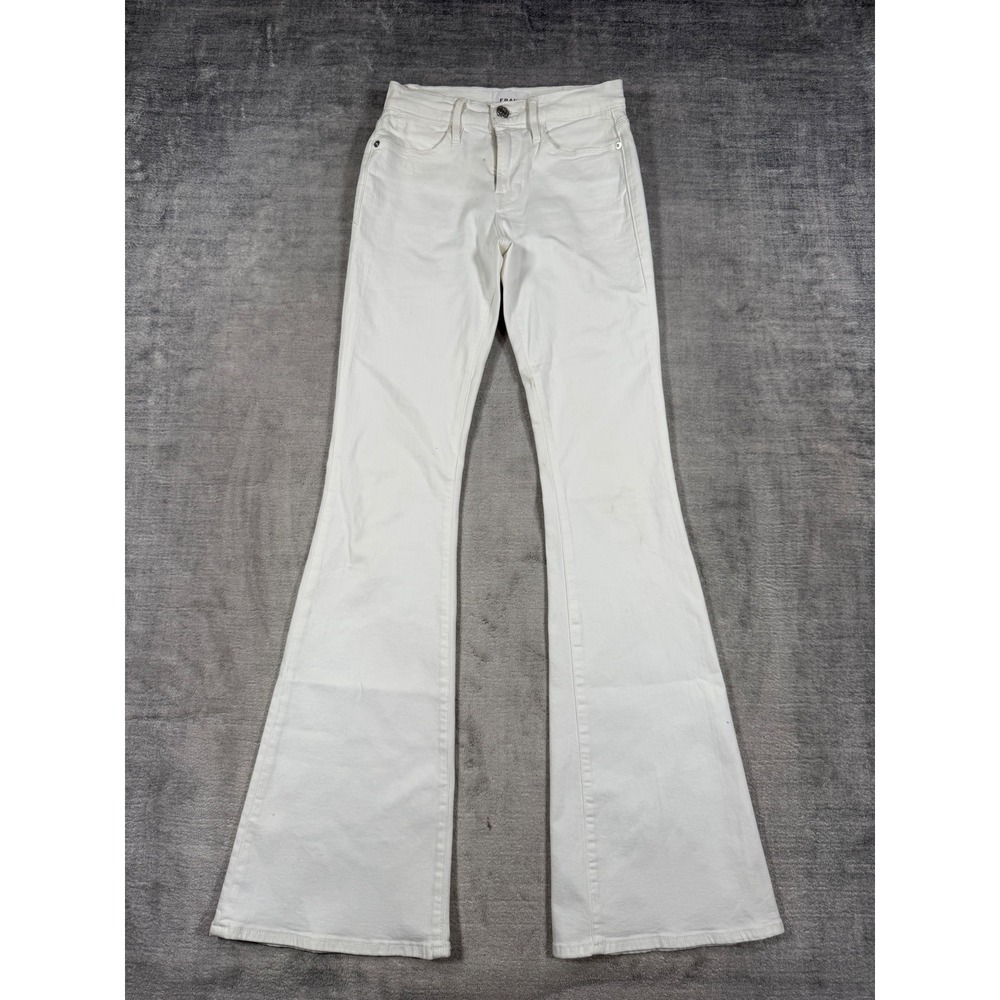 Frame Jeans Womens 24 White Blanc Le High Flare High Rise Stretch Denim